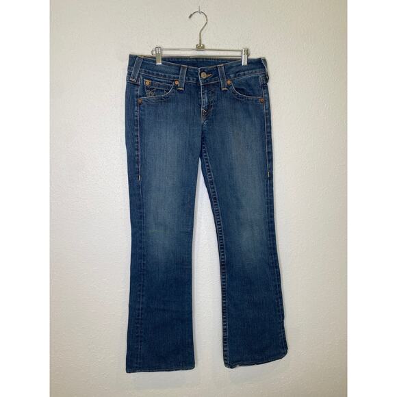 True Religion Bootcut Blue Denim Blue Jeans EUC Sz 31 Cotton - Picture 1 of 15